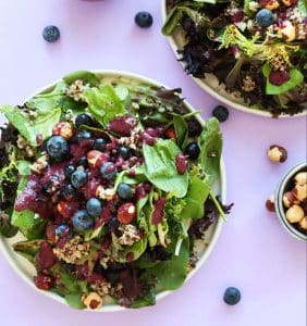 picture of blueberry quinoa hazelnut salad
