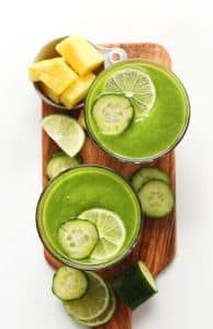 glass of pineapple cucumber smoothie